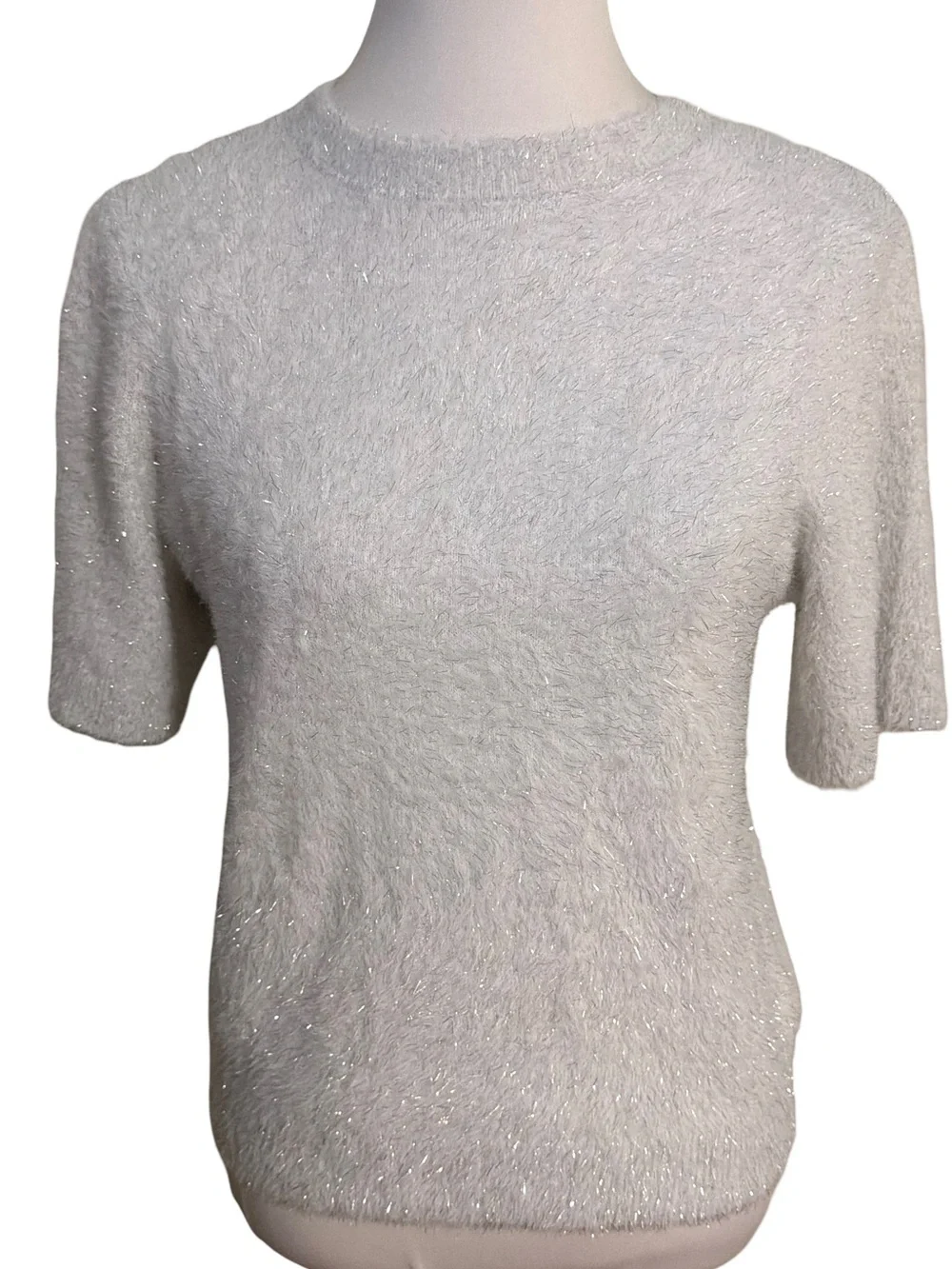 J. Crew Silver Metallic Short Sleeve Crewneck Top